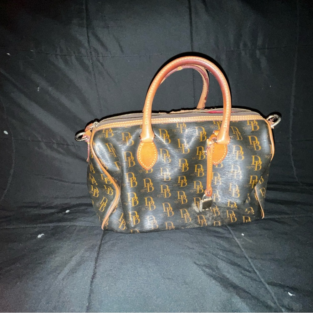 Dooney & Bourke Black and Brown Monogram Satchel